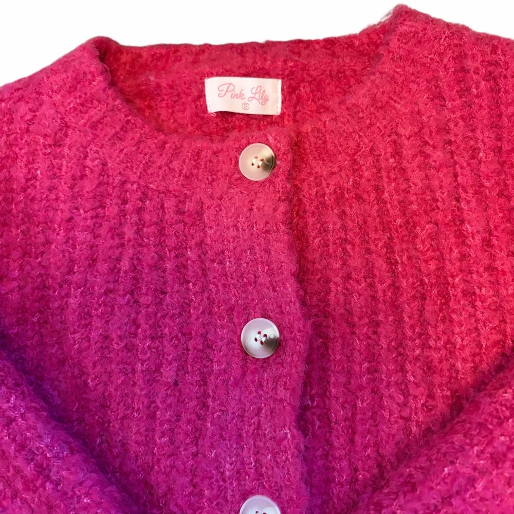 Pink Lily Fuchsia Teddy Jacket LIKE NEW - Picture 5 of 7